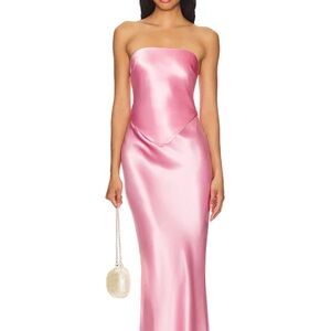Elegant Pink Strapless Satin Dress